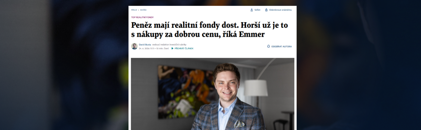 Filip Emmer pro Hospodářské noviny: Nová realita nemovitostních fondů a výnosy za hranicemi